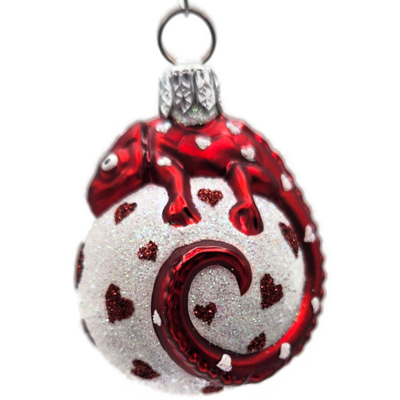 Patricia Breen Miniature Chameleon Surprise Hearts Valentines Christmas Ornament - Picture 1 of 12